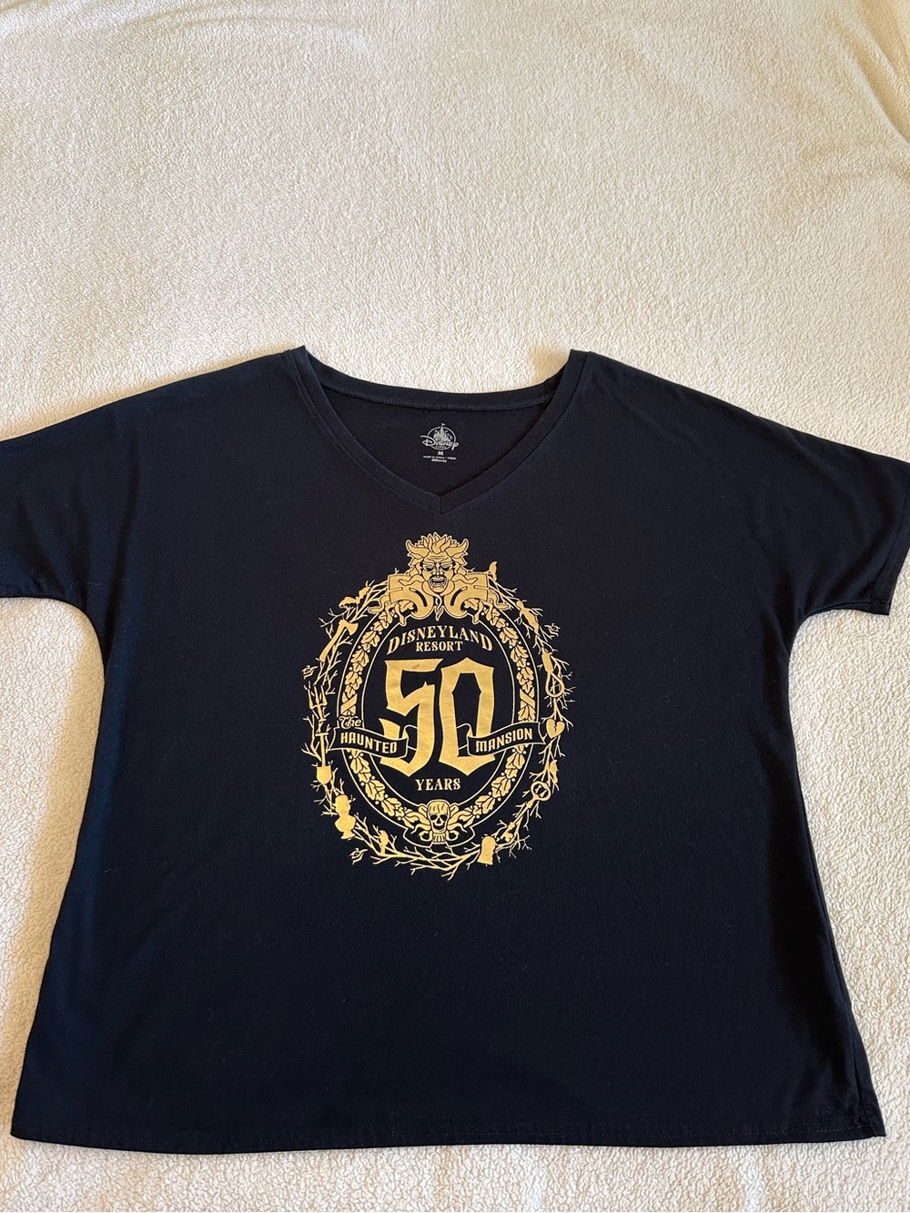 Disney Haunted Mansion 50th Anniversary Black and Gold Tee